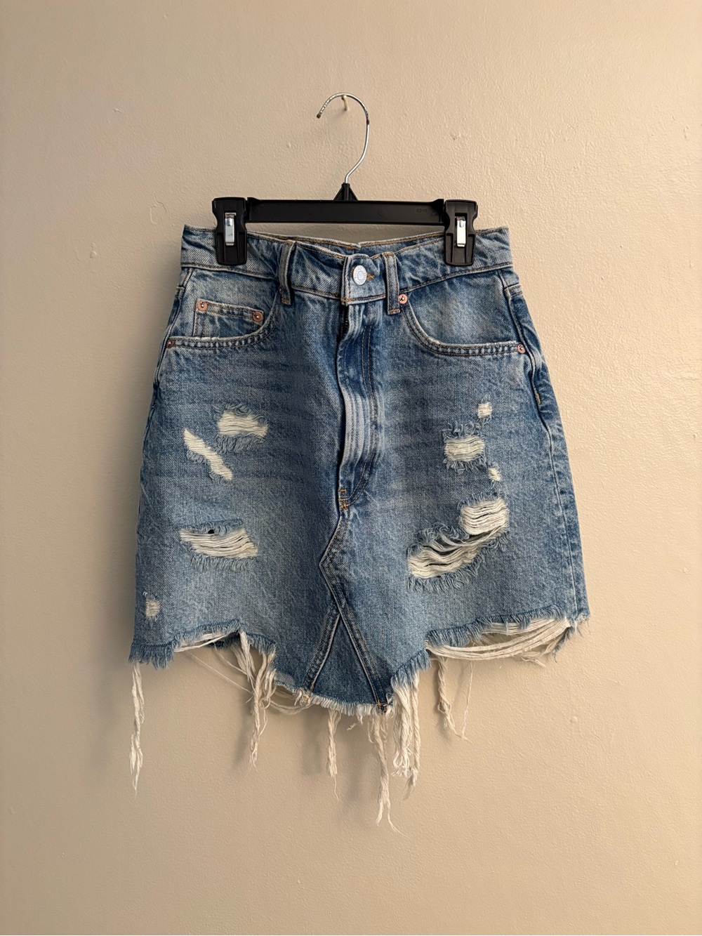 Pilcro Distressed Denim Mini Skirt from Anthropologie.